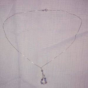 Sterling Silver Crystal Dangle Necklace